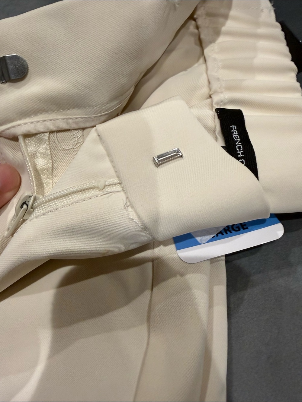 French Connection Cream Wide-Leg Pleated Trousers - Picture 4 of 4